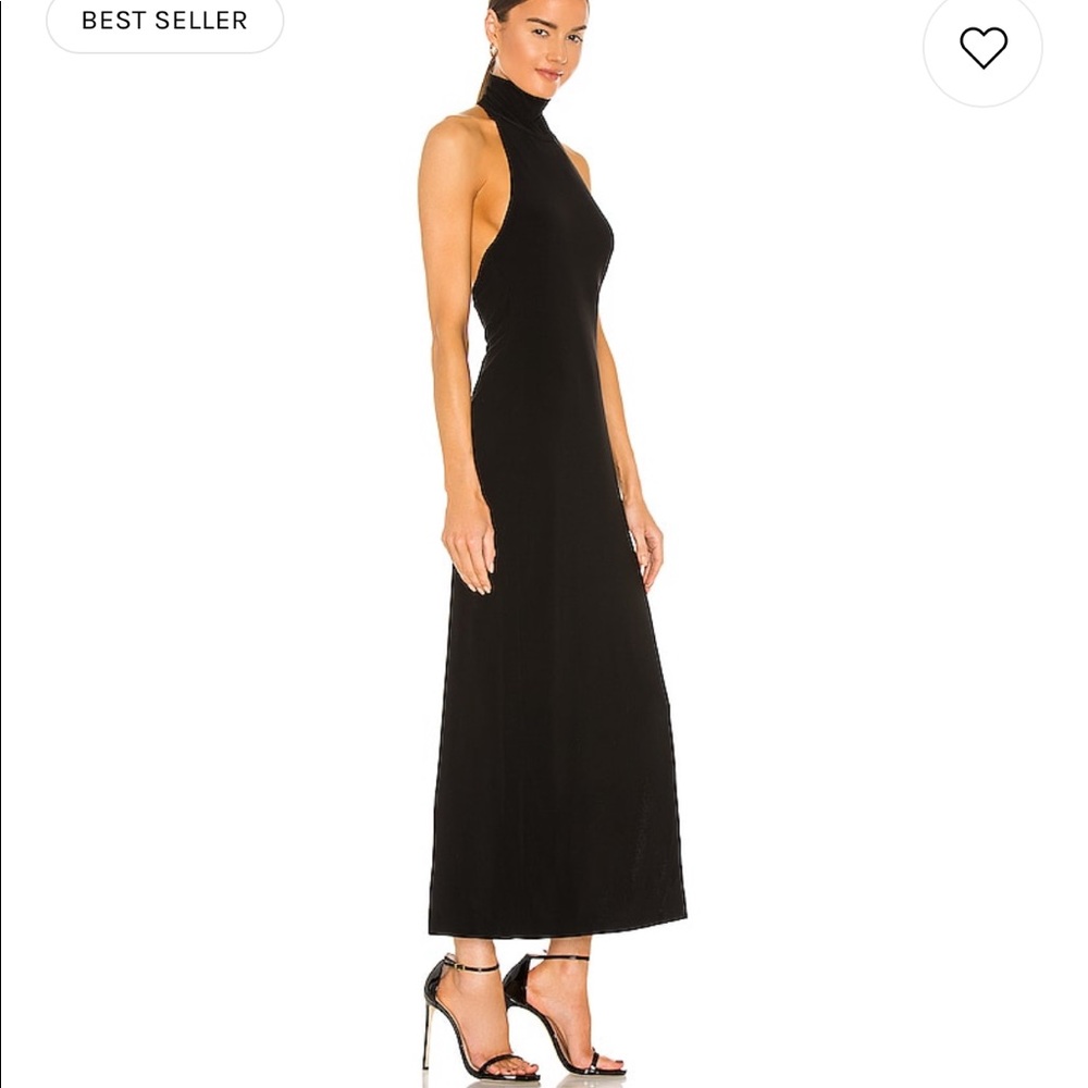 NWOT Norma Kamali Halter Turtleneck Side Slit Dress in black
